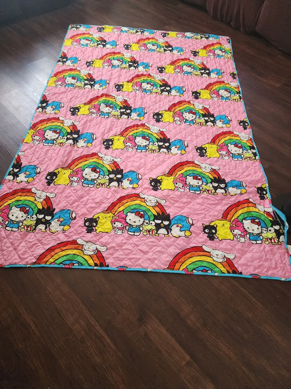 Hello Kitty Kids Pink Rainbow Quilted Throw Blanket
